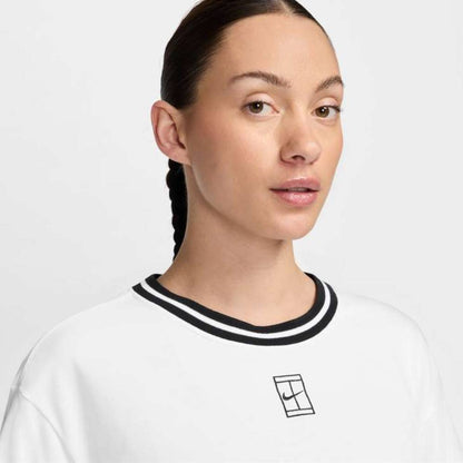 Nike Women's Dri-FIT Heritage Crop Tee Top (White) - RacquetGuys.ca