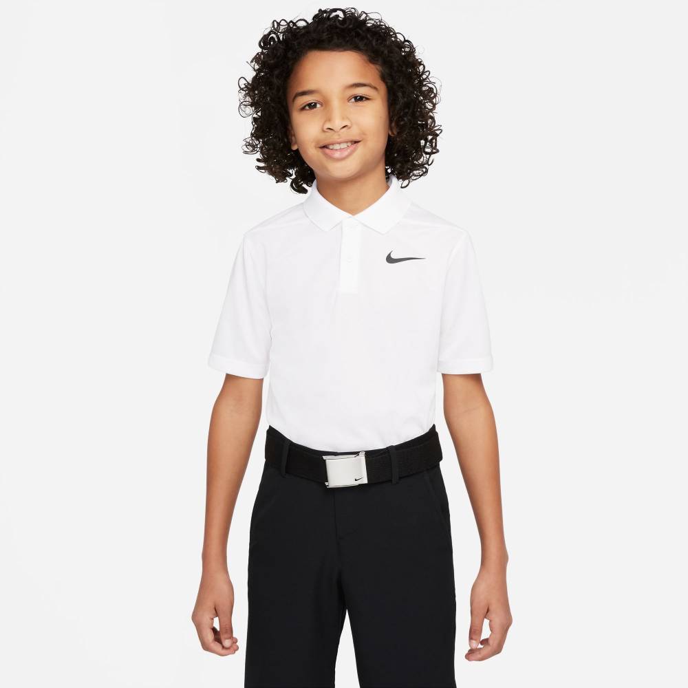 Nike Boy's Dri-FIT Victory Polo (White/Black) - RacquetGuys.ca