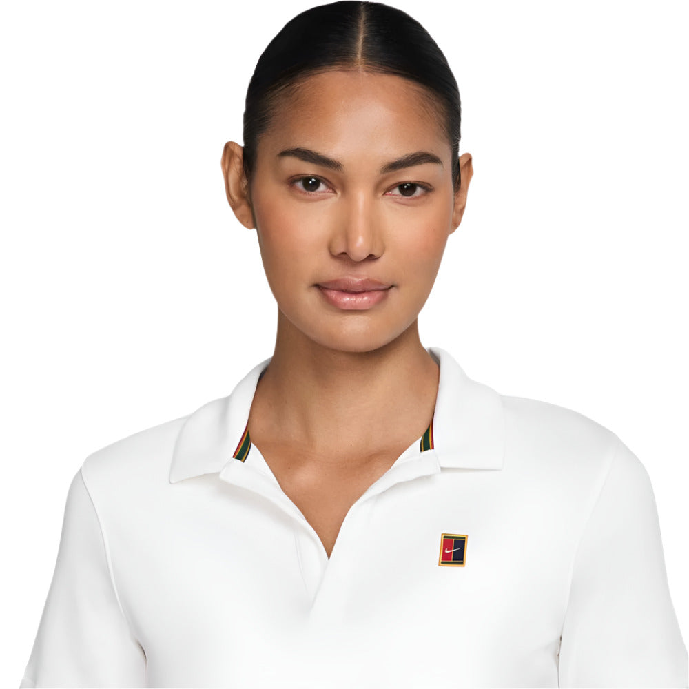 Nike Women's Heritage Crop Polo Top (White) - RacquetGuys.ca