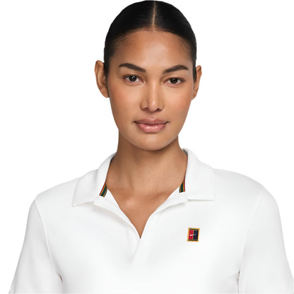 Nike Women's Heritage Crop Polo Top (White) - RacquetGuys.ca