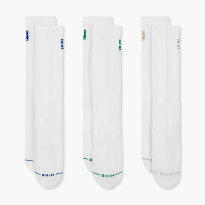 Nike Court Everyday Elevated Crew Tennis Socks 3 Pack (Multi-Color) - RacquetGuys.ca