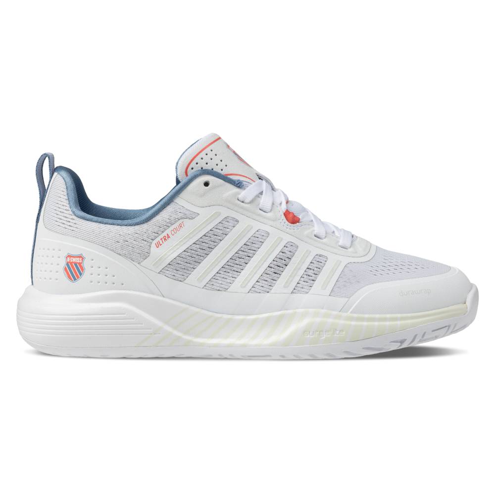 K-Swiss Ultra Court Women's Pickleball shoe (White/Faded Denim) - RacquetGuys.ca