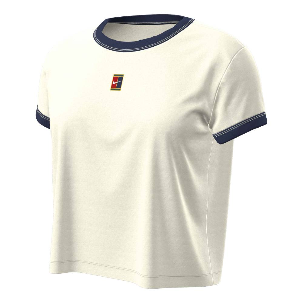 Nike Women's Dri-FIT Heritage Cropped Tee Top (White) - RacquetGuys.ca