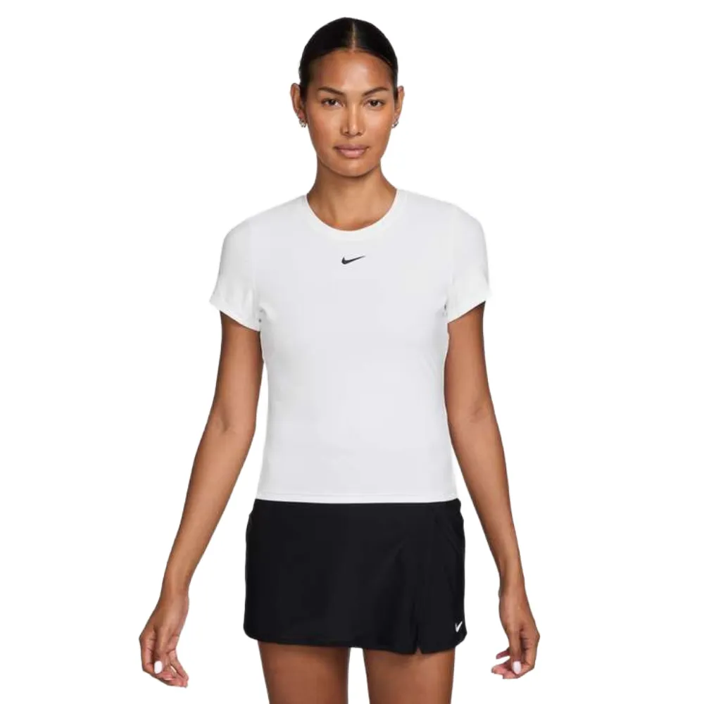 Nike Women's Dri-FIT Victory Short Sleeves Top (White/Black) - RacquetGuys.ca