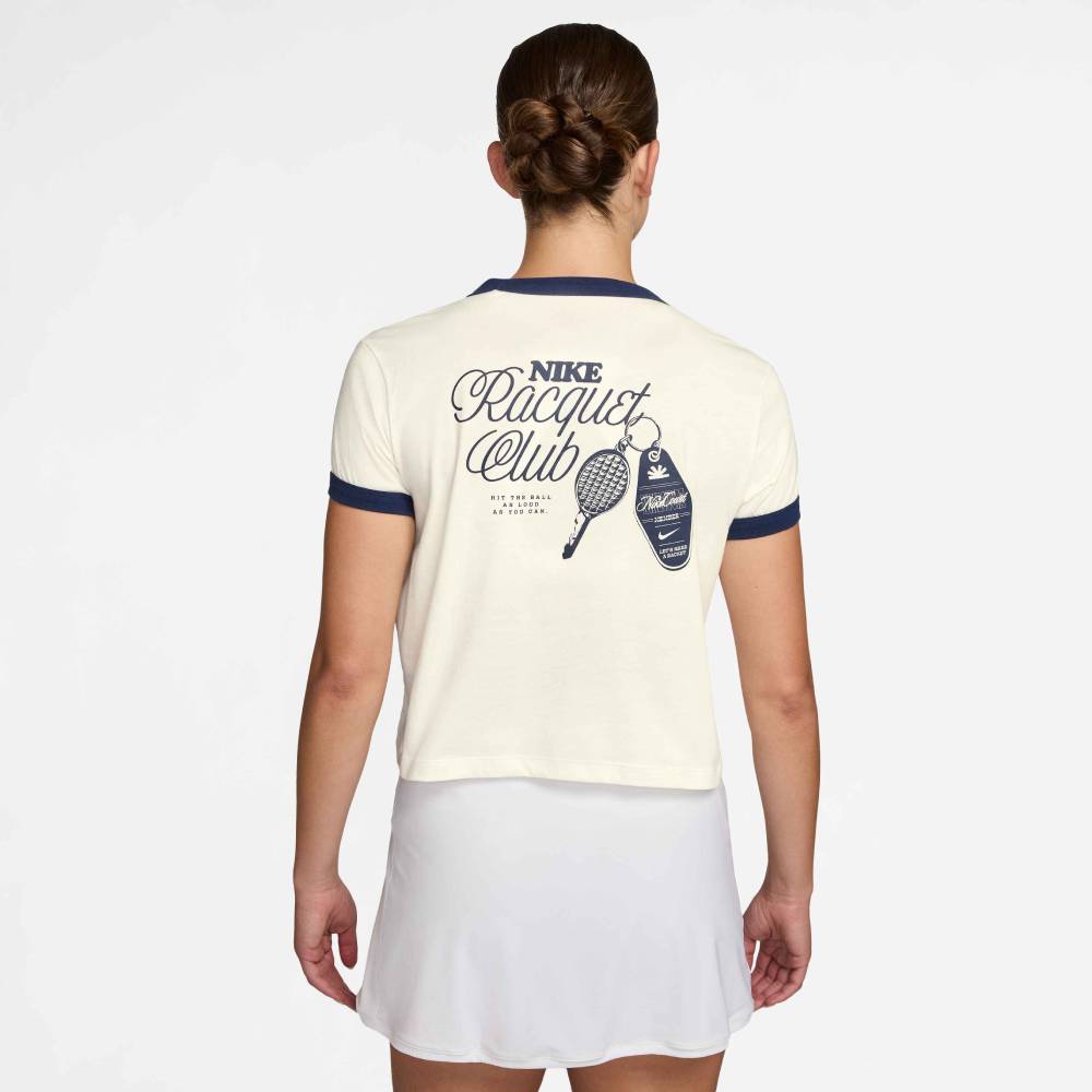 Nike Women's Dri-FIT Heritage Cropped Tee Top (White) - RacquetGuys.ca