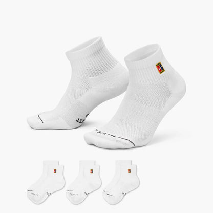 Nike Court Everyday Elevated Ankle Socks 3 Pack (White) - RacquetGuys.ca