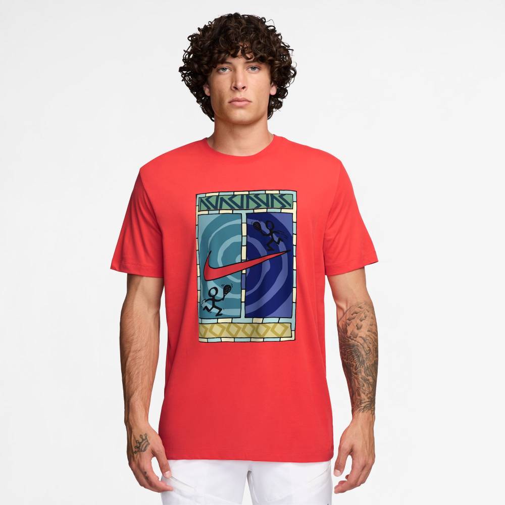 Nike Men's Court Dri-FIT Tee Top (LT Crimson) - RacquetGuys.ca