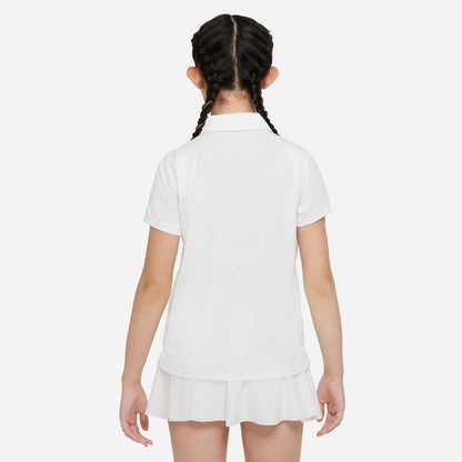 Nike Girl's Dri-FIT Victory Polo (White/Black) - RacquetGuys.ca