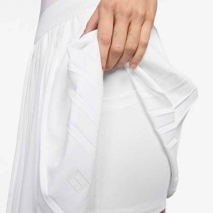 Nike Women's Dri-Fit Advantage HR Ace Pleated Skirt (White) - RacquetGuys.ca