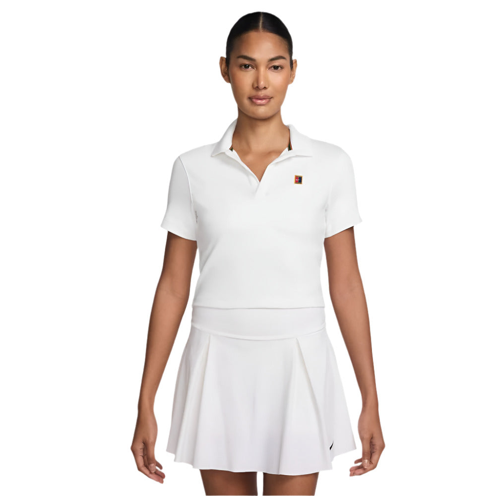 Nike Women's Heritage Crop Polo Top (White) - RacquetGuys.ca