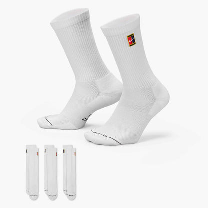 Nike Court Everyday Elevated Crew Tennis Socks 3 Pack (White) - RacquetGuys.ca