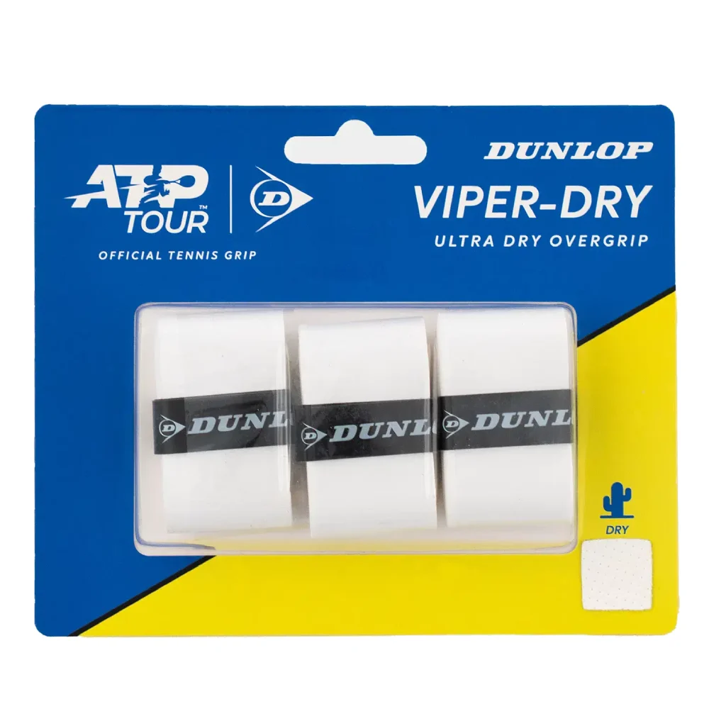 Dunlop ViperDry Overgrip 3 Pack (White) - RacquetGuys.ca