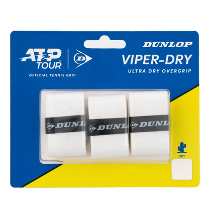 Dunlop ViperDry Overgrip 3 Pack (White) - RacquetGuys.ca