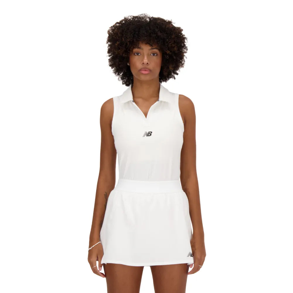 New Balance Women's Collared Tournament Tank (White) - RacquetGuys.ca