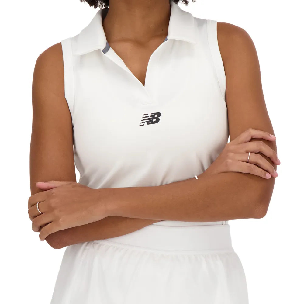 New Balance Women's Collared Tournament Tank (White) - RacquetGuys.ca