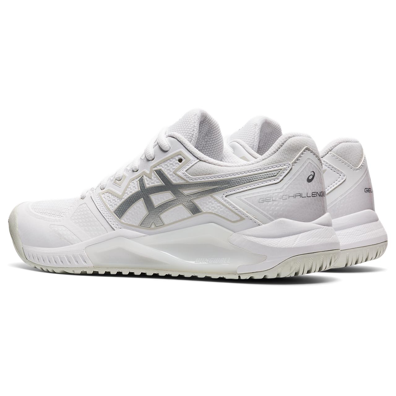 Asics Gel Challenger 13 Women's Tennis Shoe (White/Silver) - RacquetGuys.ca