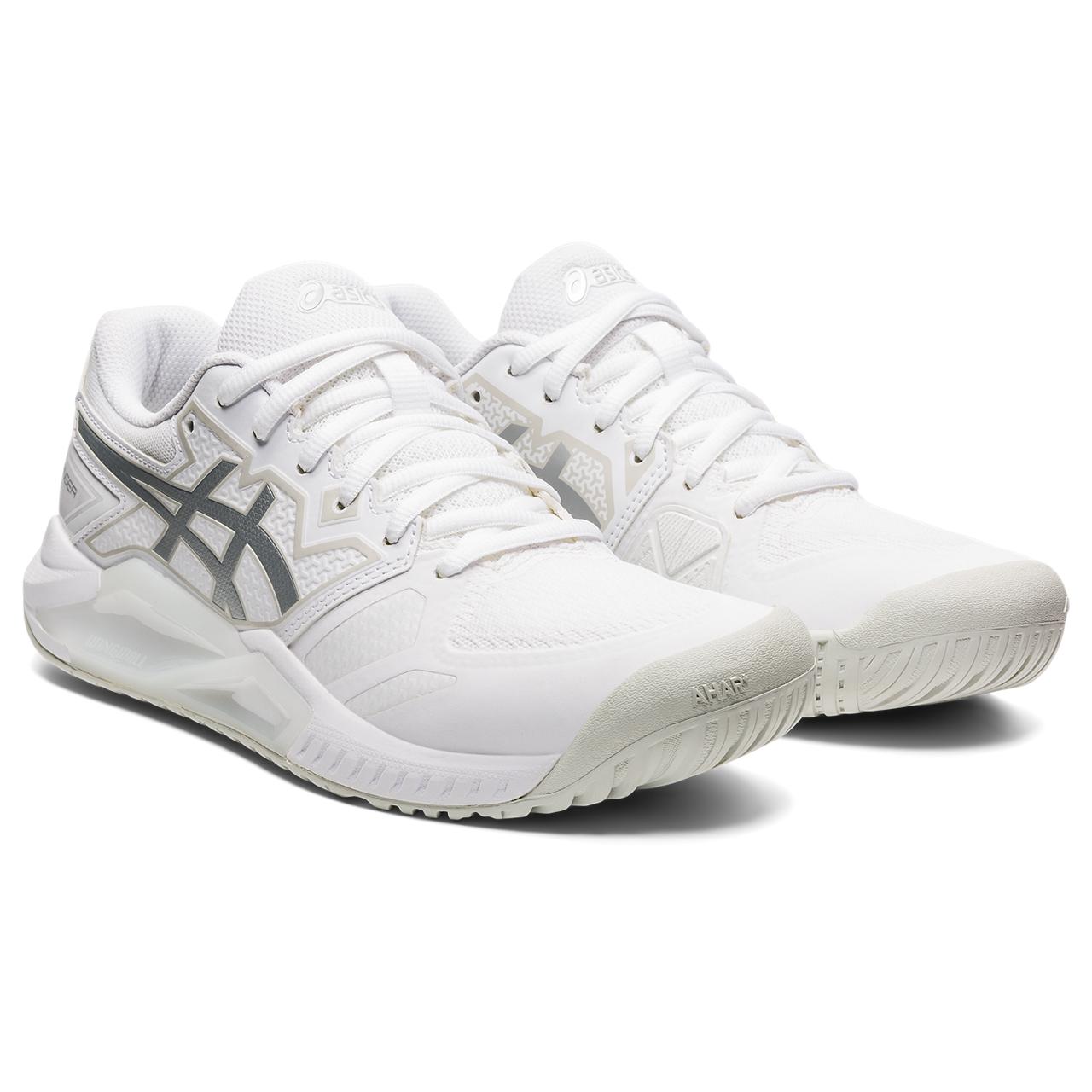 Asics Gel Challenger 13 Women's Tennis Shoe (White/Silver) - RacquetGuys.ca