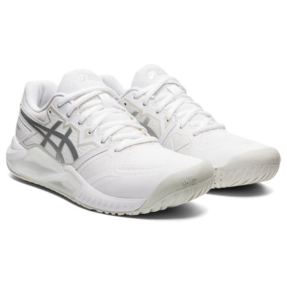 Asics Gel Challenger 13 Women's Tennis Shoe (White/Silver) - RacquetGuys.ca