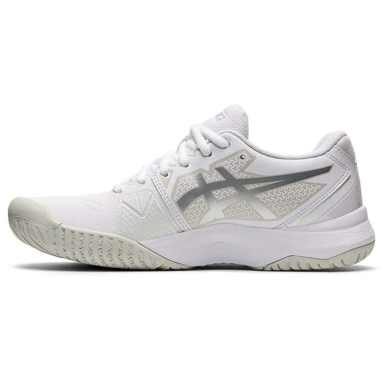 Asics Gel Challenger 13 Women's Tennis Shoe (White/Silver) - RacquetGuys.ca