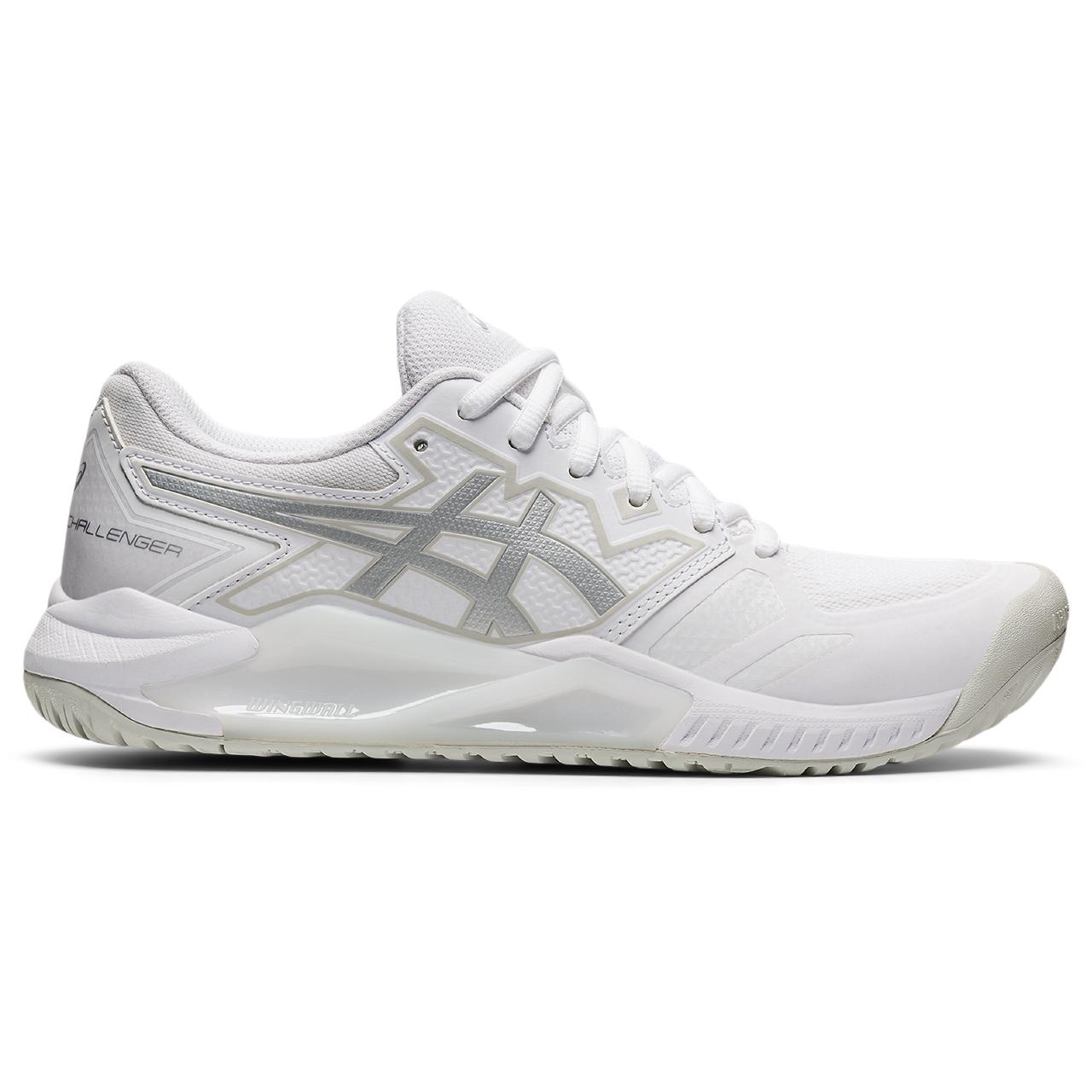 Asics Gel Challenger 13 Women's Tennis Shoe (White/Silver) - RacquetGuys.ca