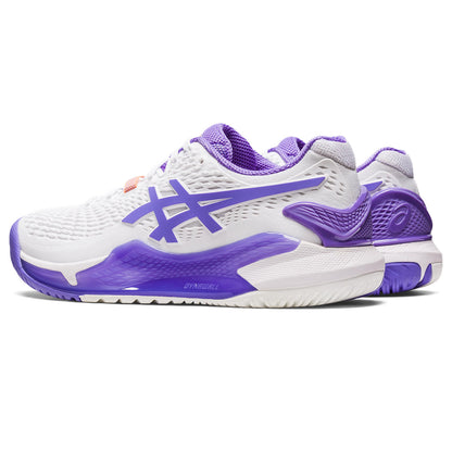 Asics Gel Resolution 9 Women's Tennis Shoe (White/Purple) - RacquetGuys.ca