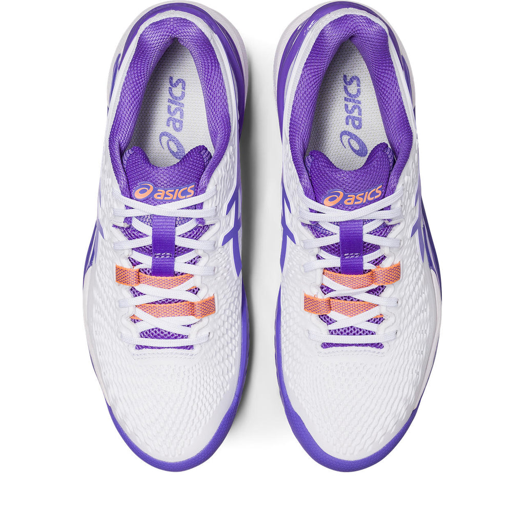 Asics Gel Resolution 9 Women's Tennis Shoe (White/Purple) - RacquetGuys.ca