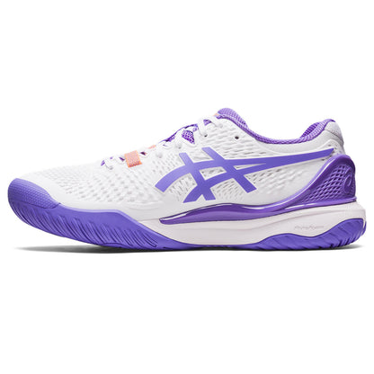 Asics Gel Resolution 9 Women's Tennis Shoe (White/Purple) - RacquetGuys.ca
