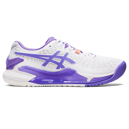 Asics Gel Resolution 9 Women's Tennis Shoe (White/Purple) - RacquetGuys.ca