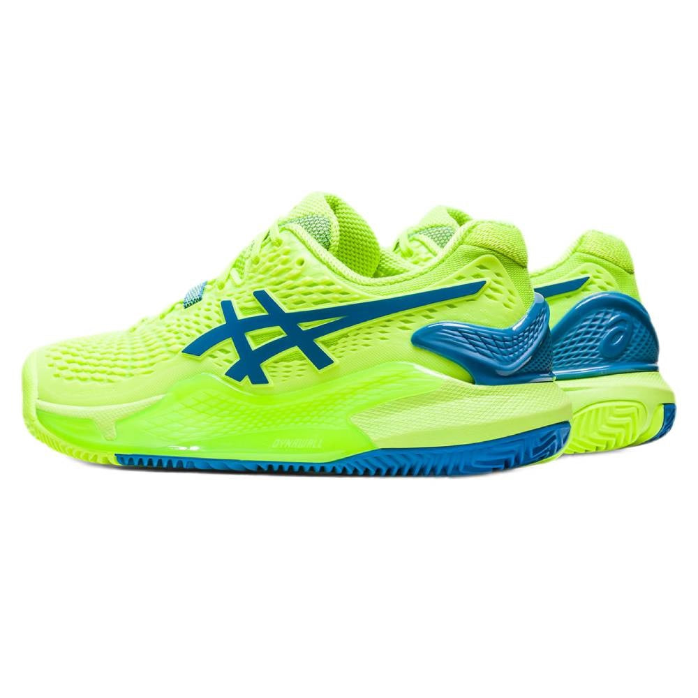 Asics Gel Resolution 9 Clay Women's Tennis Shoe (Green/Blue) - RacquetGuys.ca