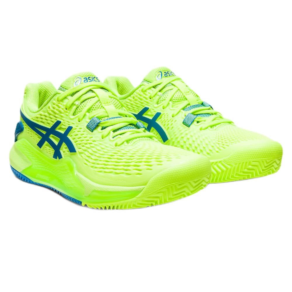 Asics Gel Resolution 9 Clay Women's Tennis Shoe (Green/Blue) - RacquetGuys.ca