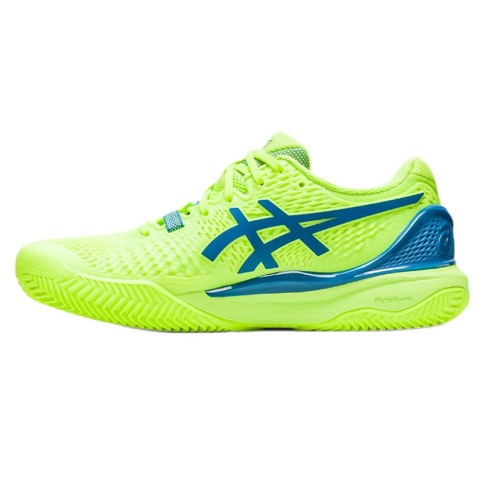 Asics Gel Resolution 9 Clay Women's Tennis Shoe (Green/Blue) - RacquetGuys.ca