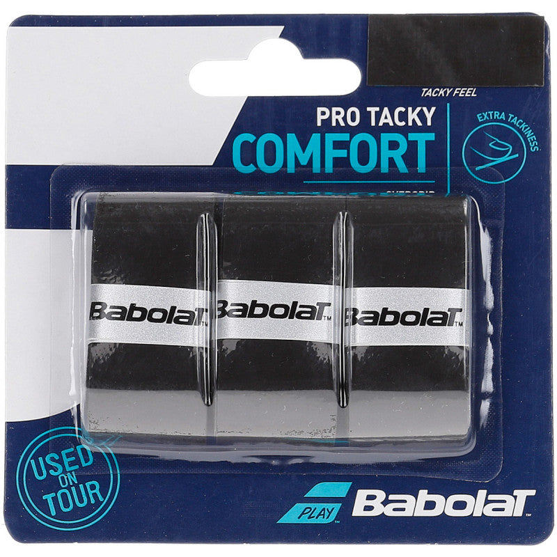 Babolat Pro Tacky Overgrip 3 Pack (Black) - RacquetGuys.ca