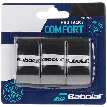 Babolat Pro Tacky Overgrip 3 Pack (Black) - RacquetGuys.ca