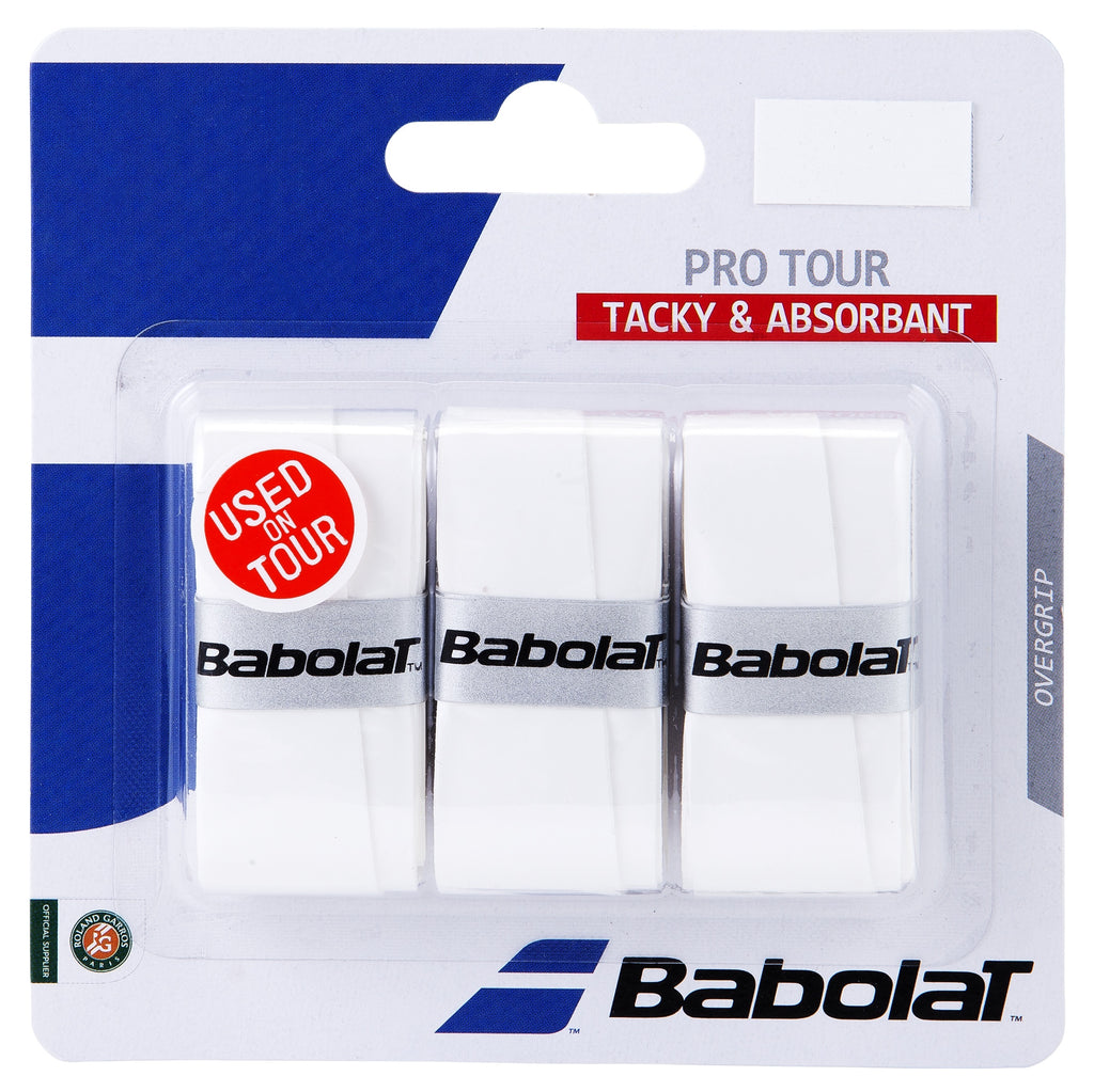 Babolat Pro Tour Overgrip 3 Pack (White) - RacquetGuys.ca