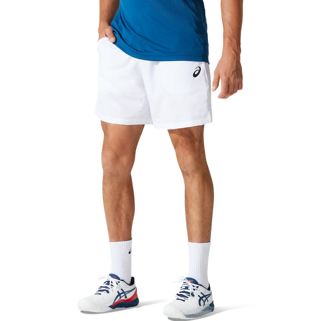 Asics Men's 7-Inch Shorts (Brilliant White) - RacquetGuys.ca