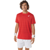 Asics Men's Court Stripe Short Sleeve Top (Red)