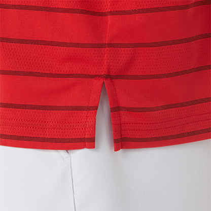 Asics Men's Court Stripe Short Sleeve Top (Red) - RacquetGuys.ca
