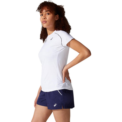 Asics Women's Court Piping Short Sleeve Top (White) - RacquetGuys.ca