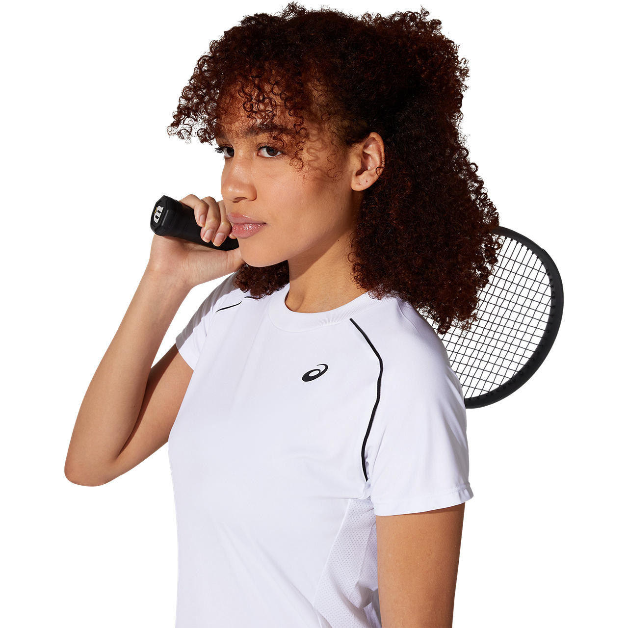 Asics Women's Court Piping Short Sleeve Top (White) - RacquetGuys.ca