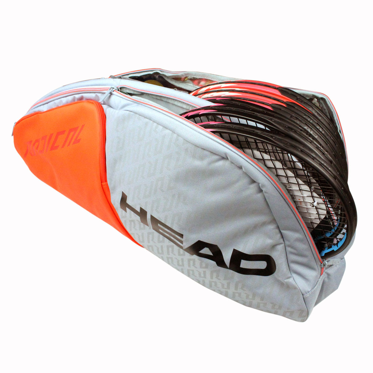Head Radical Combi 6 Pack Racquet Bag (Grey/Orange) - RacquetGuys.ca