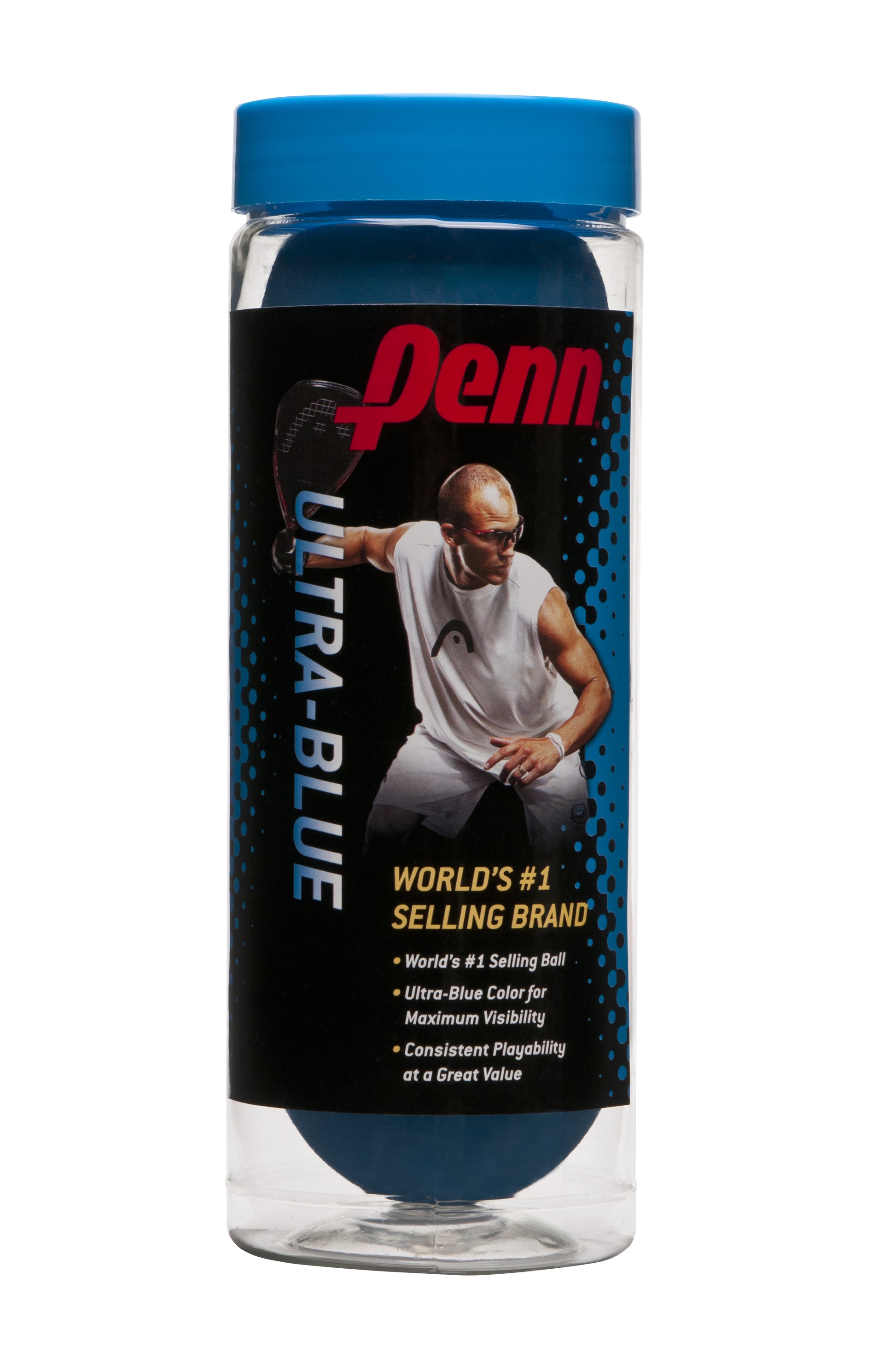 Penn Ultra Blue Racquetballs - 3 Ball Can - RacquetGuys.ca