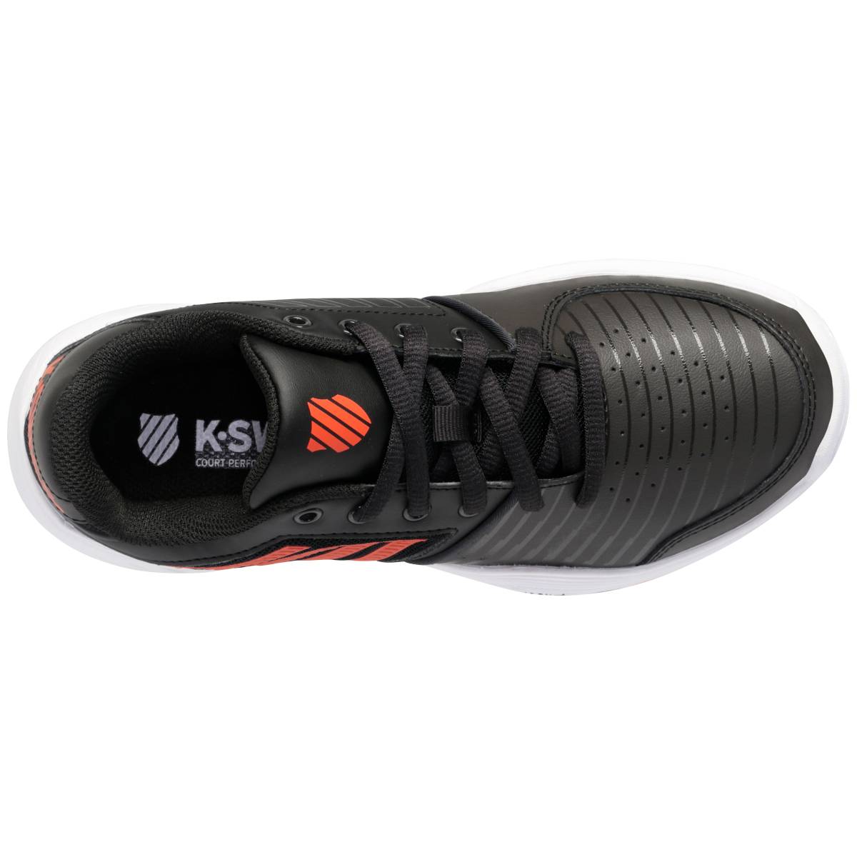 K-Swiss Court Express OMNI Junior Tennis Shoe (Black/White/Orange) - RacquetGuys.ca