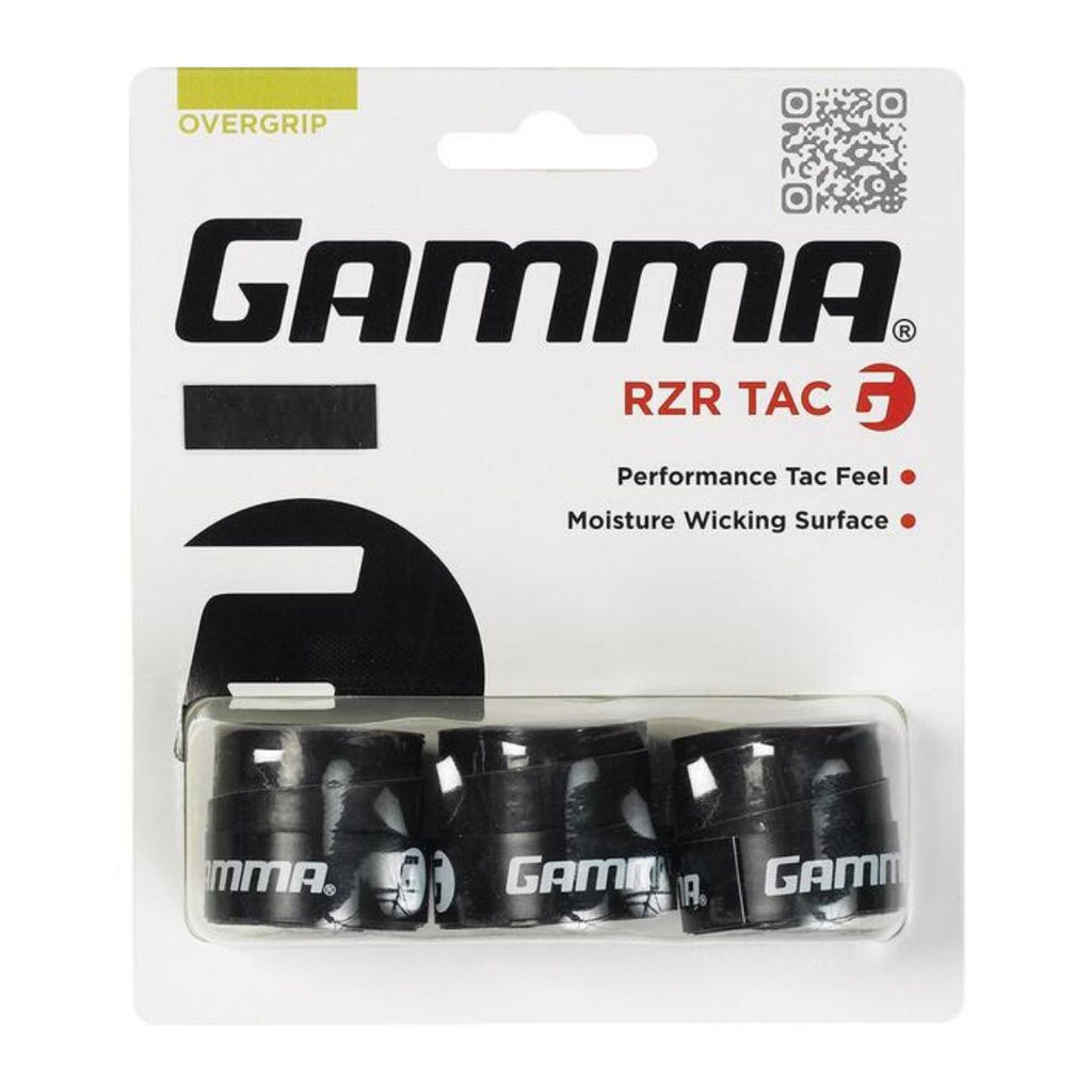 Gamma RZR Tac Overgrip 3 Pack (Black) - RacquetGuys.ca