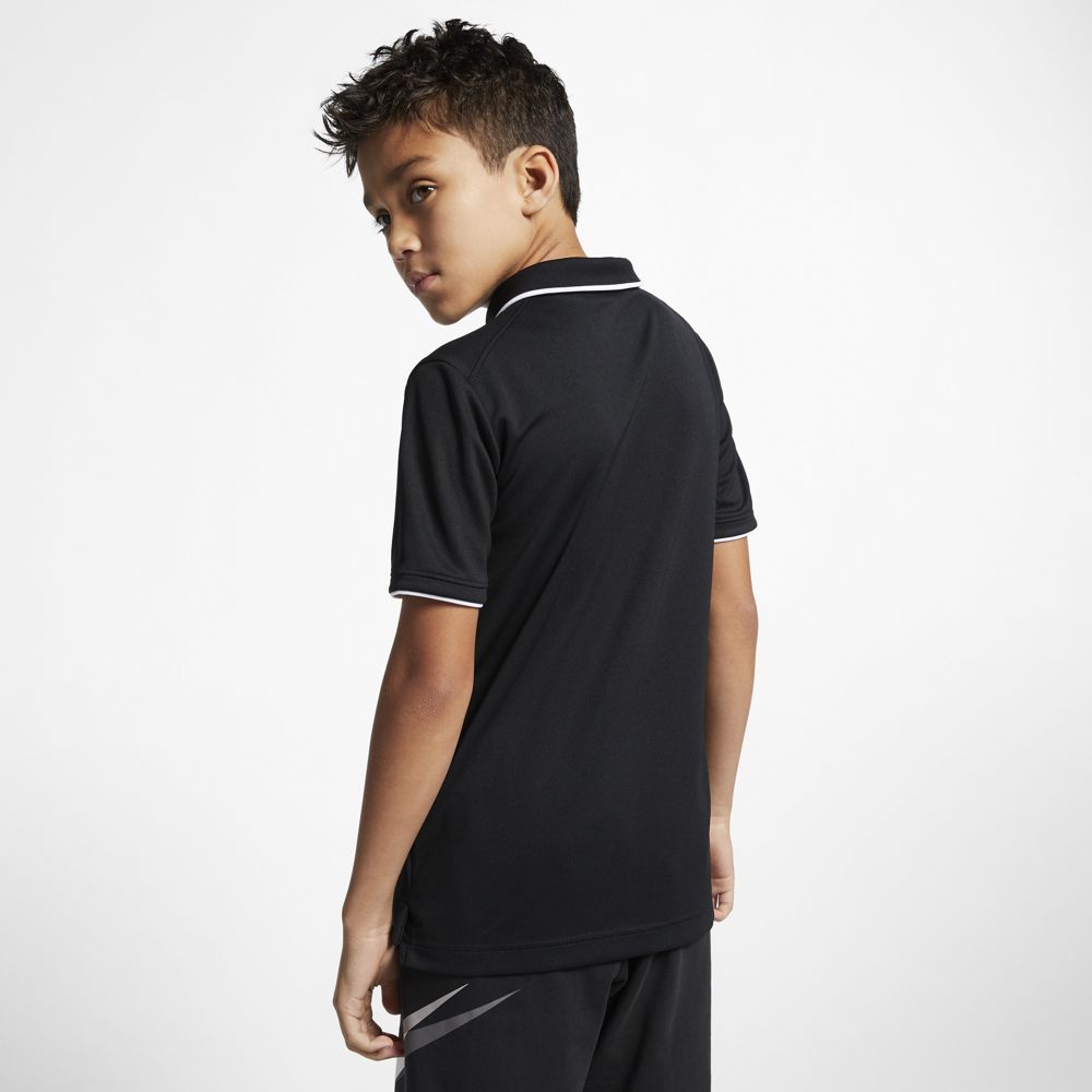 Nike Boy's Court Dri-Fit Team Polo (Black/White) - RacquetGuys.ca
