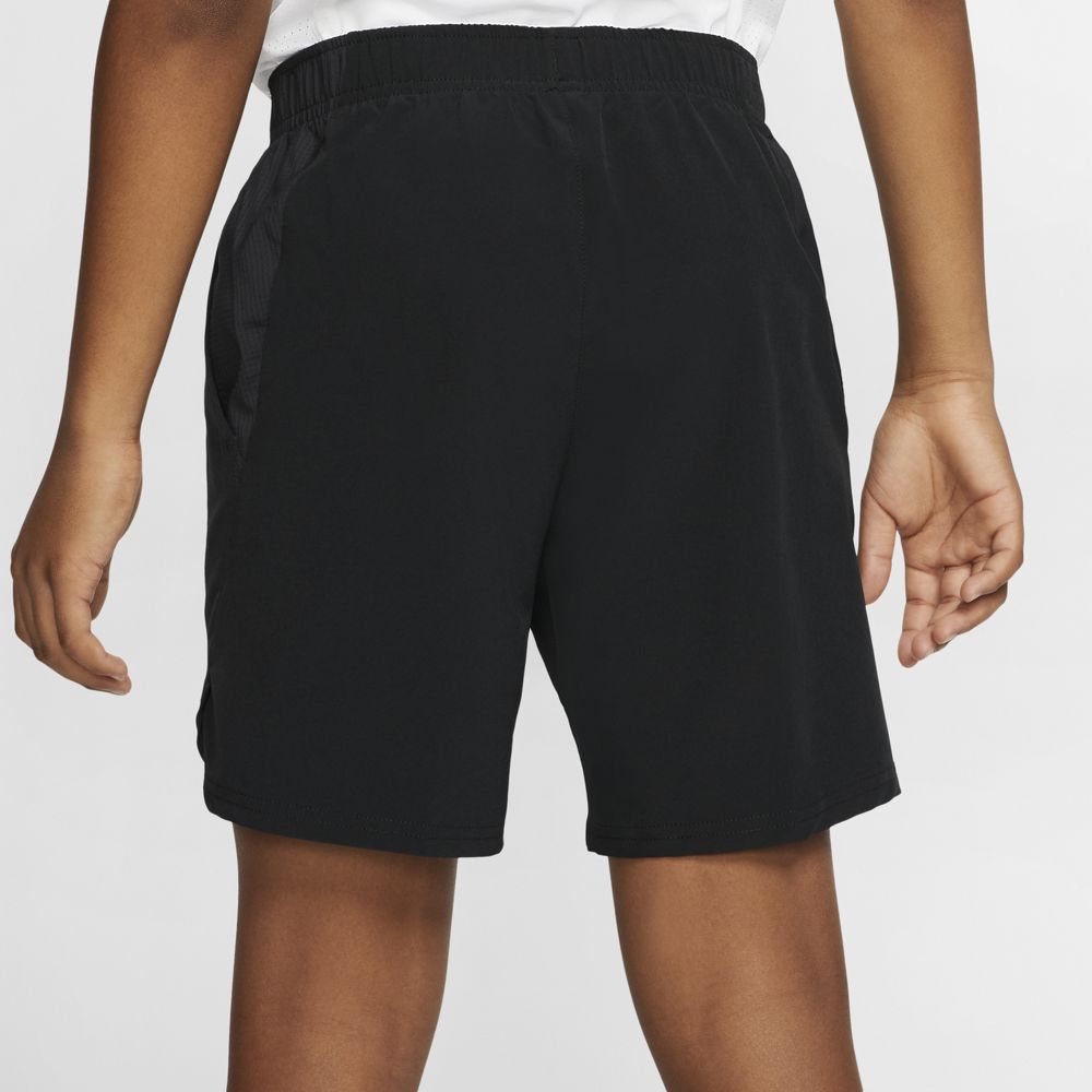 Nike Boy's Court Flex Ace Shorts (Black/White) - RacquetGuys.ca
