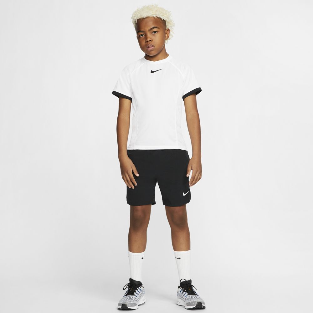 Nike Boy's Court Flex Ace Shorts (Black/White) - RacquetGuys.ca