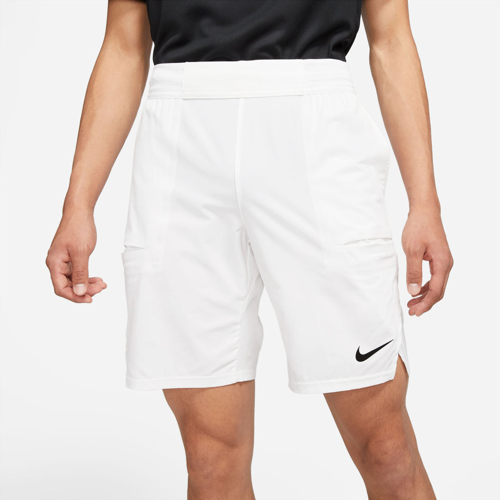 Nike Men's Dri-FIT Slam 9 Inch Shorts (White/Black) | RacquetGuys.ca