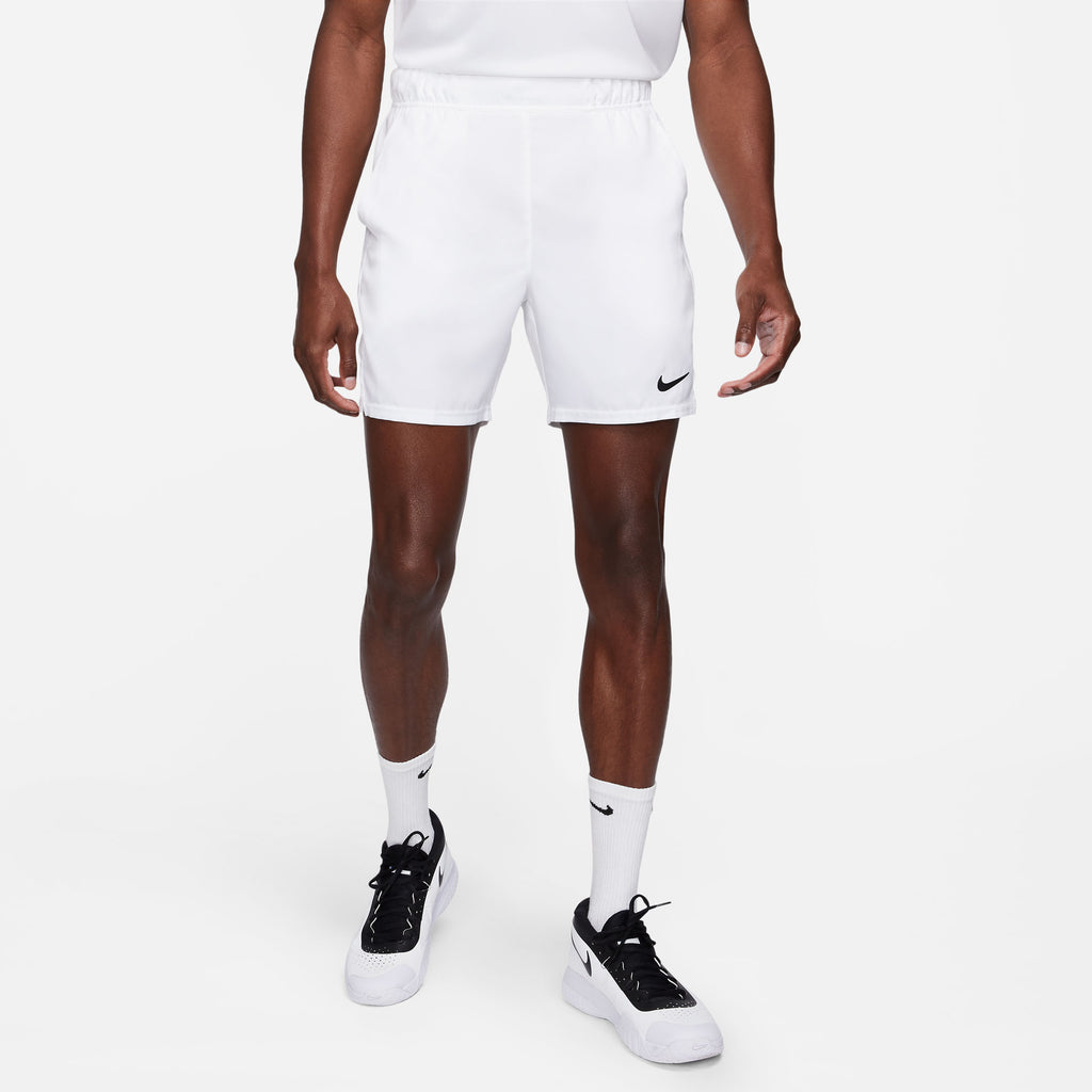 Nike Men's Dri-FIT Victory 7-Inch Shorts (White/Black) | RacquetGuys.ca