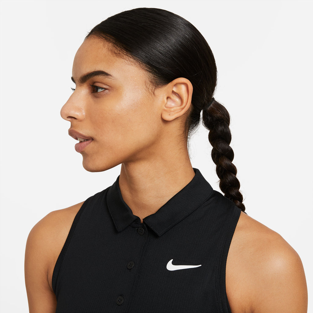 Nike Women's Victory Polo Dress (Black/White) | RacquetGuys.ca