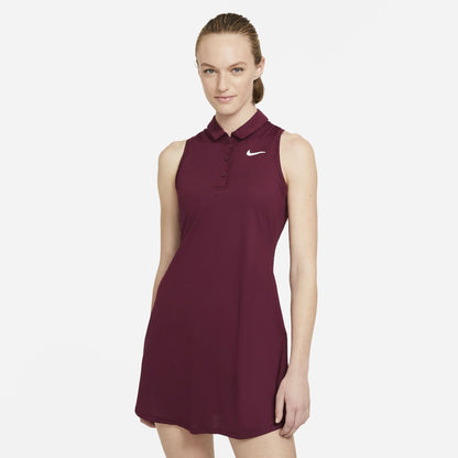 Nike Women's Victory Polo Dress (Deep Beetroot/White) - RacquetGuys.ca